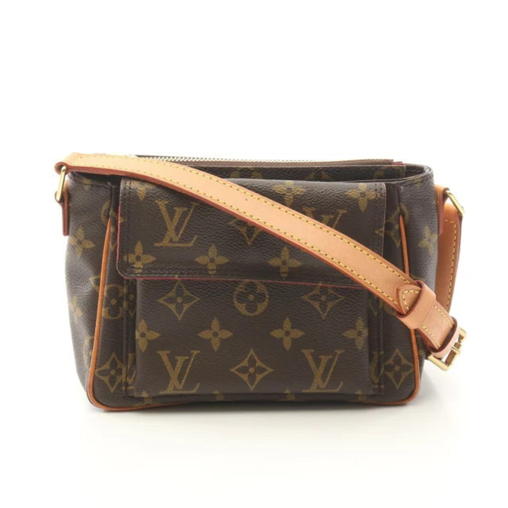 Louis Vuitton Vivacite Monogram Shoulder Bag Canvas Leather Brown